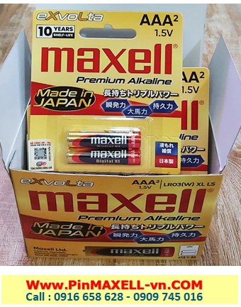 COMBO 01hộp (12vỉ=24viên) Pin AAA 1.5v Premium Alkaline MAXELL Evolta LR03(W)/2B _Giá chỉ 456.000/Hộp